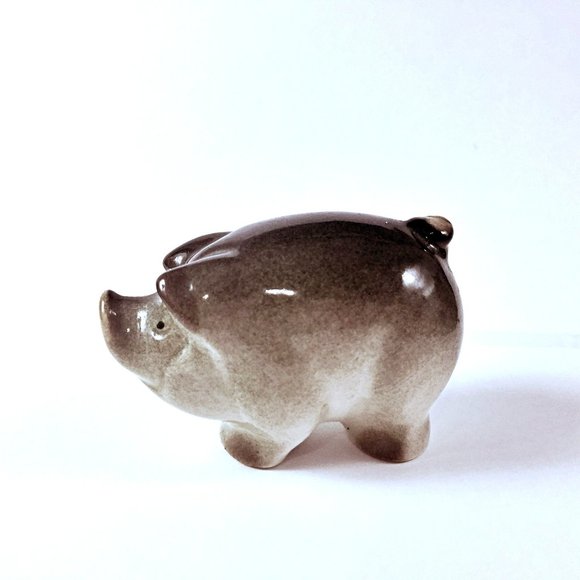 Vintage Gray Lomonosov Russian Porcelain Pig 2 Inches - Picture 3 of 9